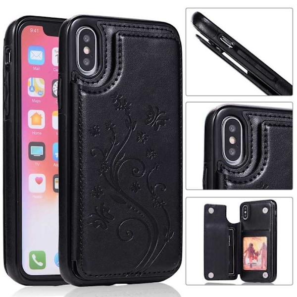 iPhone X Shockproof Case Kortholder 3-POCKET Flippr V2 Black