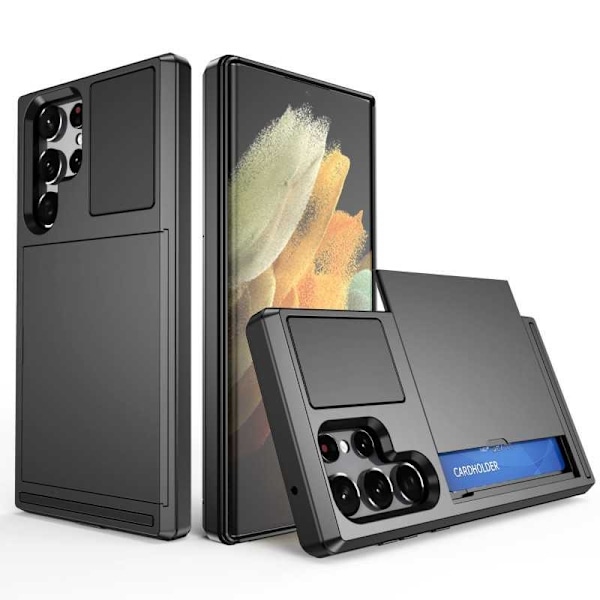Samsung Galaxy S22 Ultra stødsikkert cover med kortrum Black