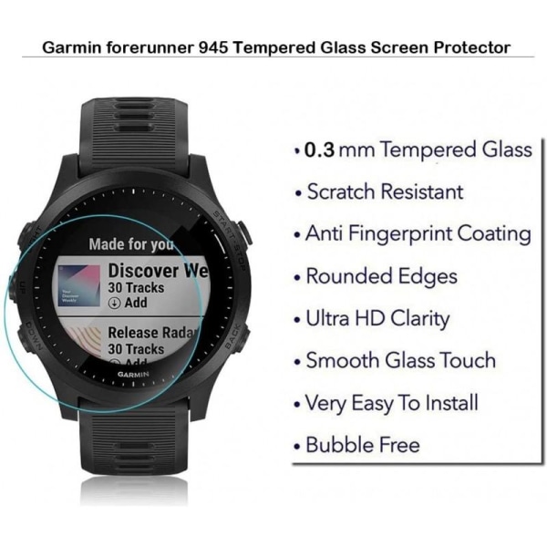 Garmin Forerunner 945 herdet glass 0.2mm 9H 2.5D Transparent
