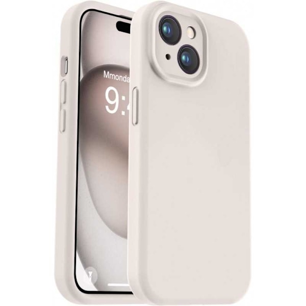 iPhone 14 Plus Gummibelagt Skal med Kameraskydd Liquid V2 - Retro White