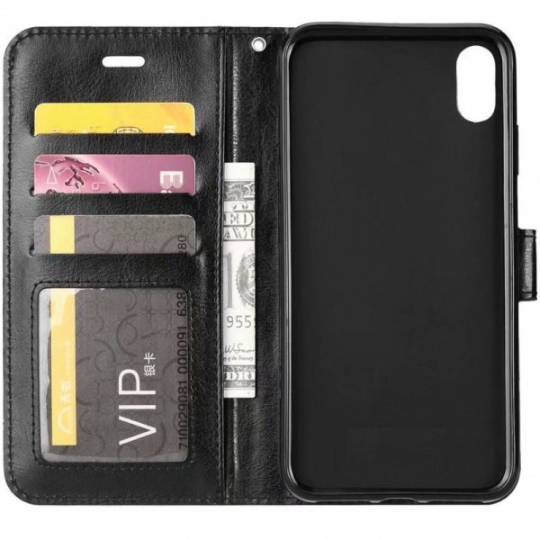 Redmi 9A Wallet Case PU-nahkainen 4-POCKET Black