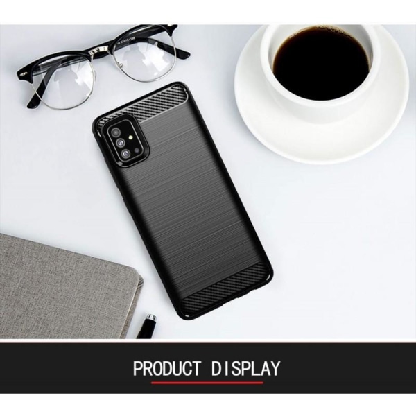 Samsung Galaxy A71 Iskunkestävä SlimCarbon suojakuori Black