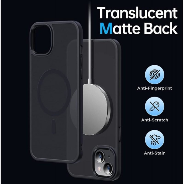 iPhone 15 Transparent Stötdämpande Skal MagSafe-Kompatibelt V2 Svart