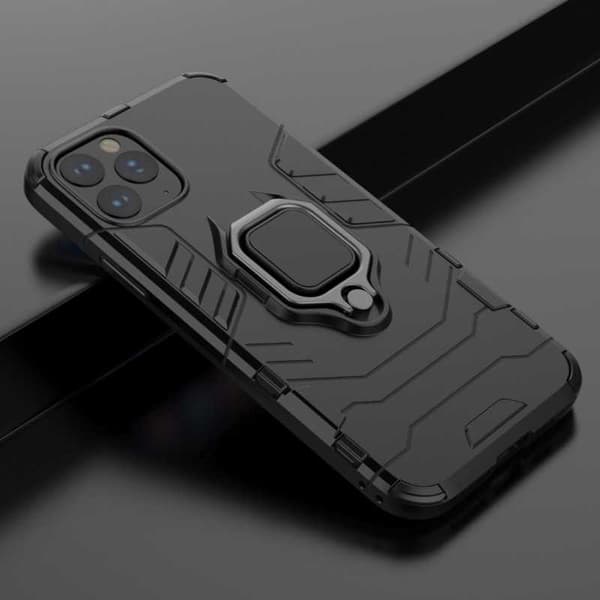 iPhone 11 Pro Iskunkestävä suojus rengaspidikkeellä ThinArmor Black