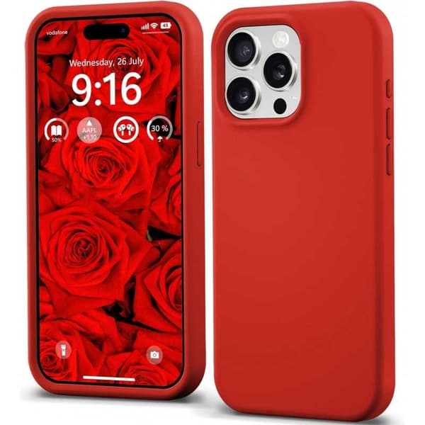 Kuminen iskunkestävä kotelo iPhone 15 Pro - PUNAINEN