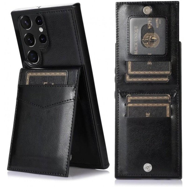 Samsung S22 Ultra Mobile Cover Card Holder 5-SLOT Retro V3 Black