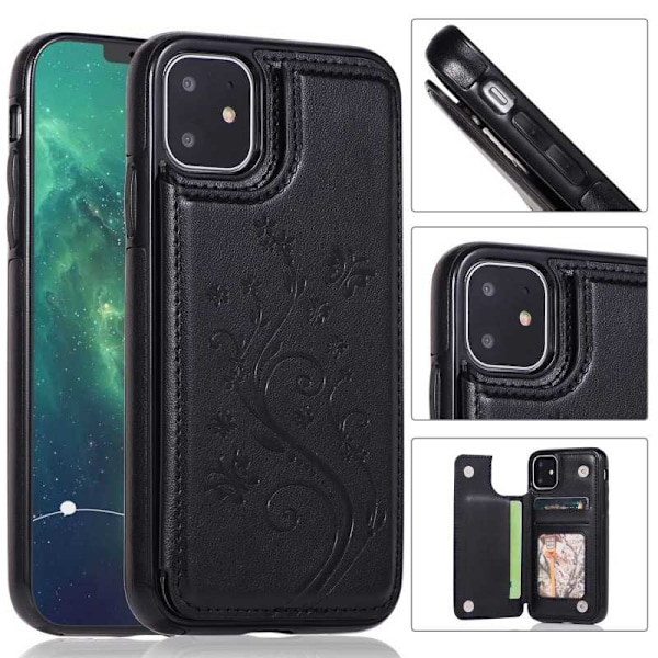 iPhone 11 Shockproof Case Kortholder 3-POCKET Flippr V2 Black