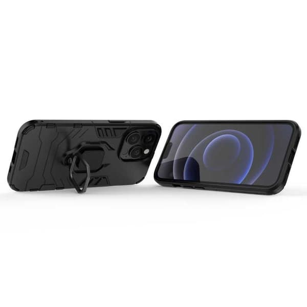 iPhone 13 Pro Max iskunkestävä kotelo rengaspidikkeellä ThinArmor Black