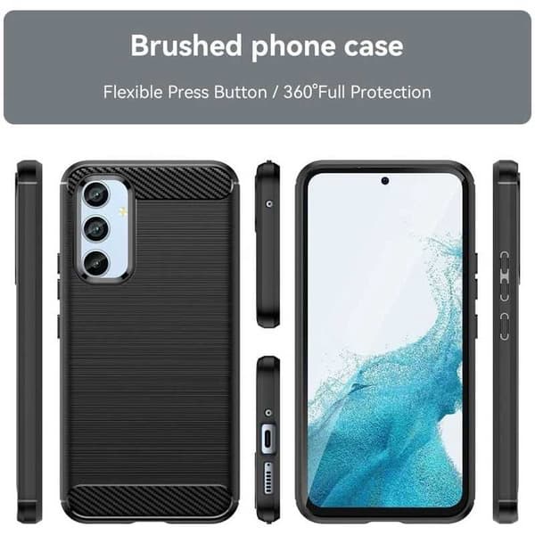 Samsung A54 5G iskunkestävä SlimCarbon kotelo Black