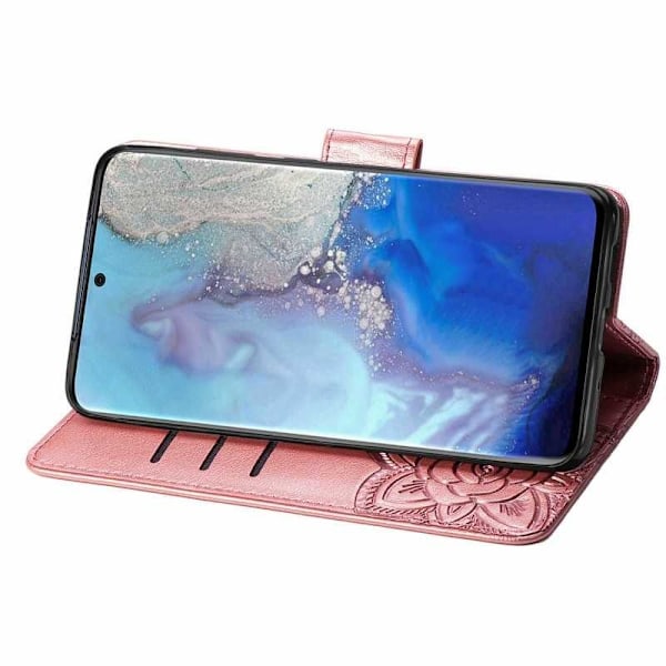 Samsung S20 FE Plånboksfodral PU-Läder 4-FACK Motiv Fjäril Rosenguld