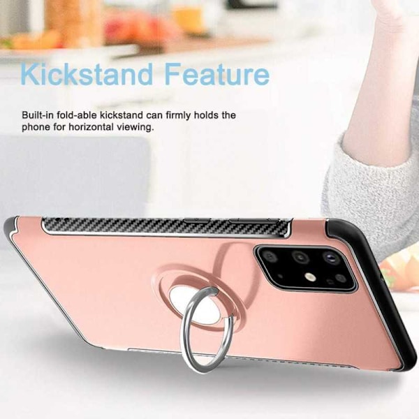 Samsung Galaxy S20 Plus Praktisk stødsikkert cover med ringholder V2 Black