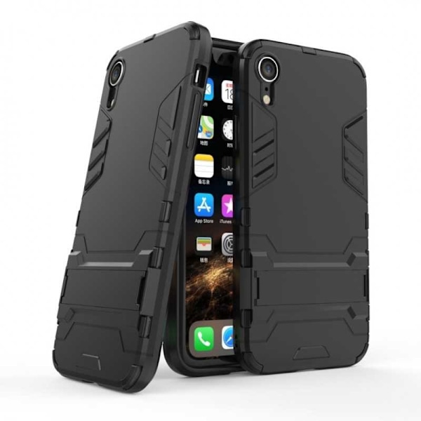 iPhone XR iskunkestävä kotelo jalustalla ThinArmor Black