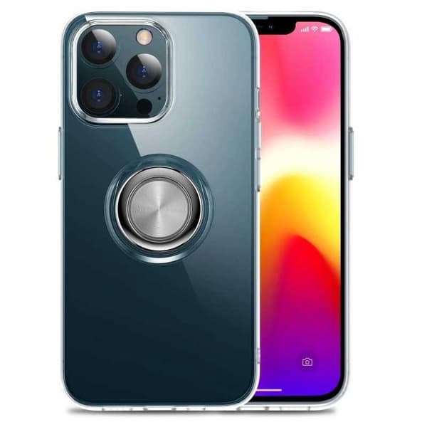iPhone 14 Pro iskunkestävä suojus sormustelineellä Fresh Transparent