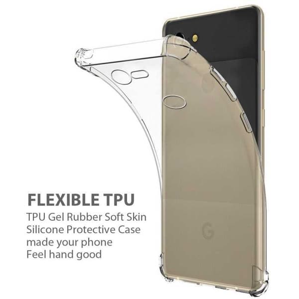 Google Pixel 3a iskuja vaimentava silikonikuori Shockr Transparent