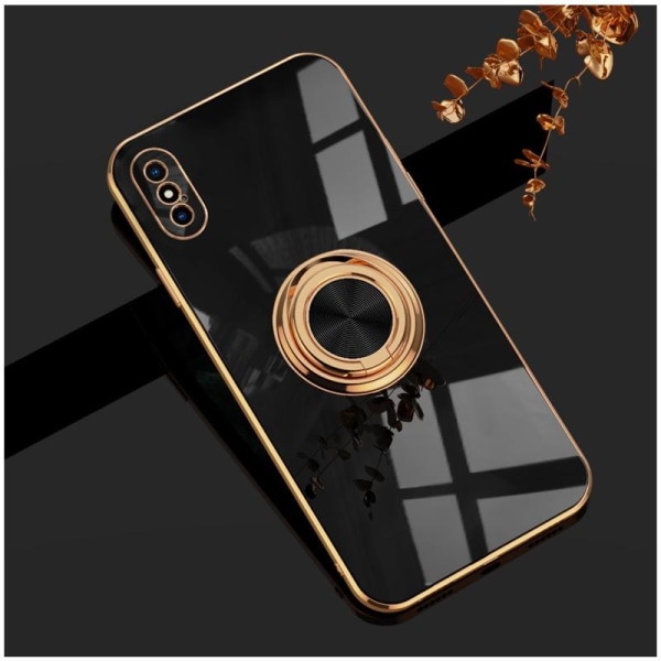 iPhone XS Max Elegant & stødsikkert cover med ringholder fejlfri Svart