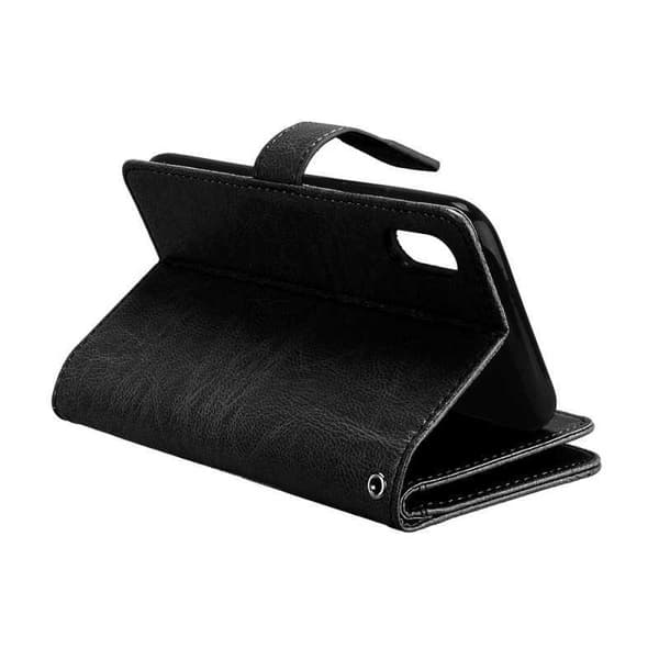 iPhone X Praktiskt Plånboksfodral 2in1 med 11-Fack Loop Svart