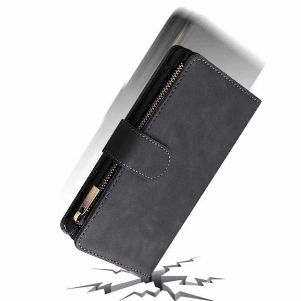 Samsung S10 Plus multifunktionelt pung etui Lynlås 8-rum Black