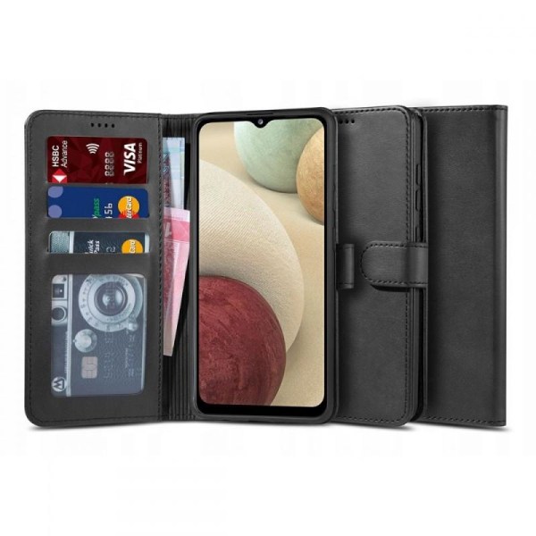 Samsung A12 5G lompakkokotelo PU-nahkainen 4-tasku Black