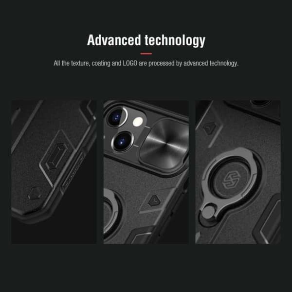 iPhone 13 Iskunkestävä kotelo sormustelineellä Nillkin Black