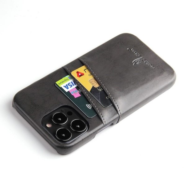iPhone 14 Pro Stötdämpande Korthållare Retro Svart