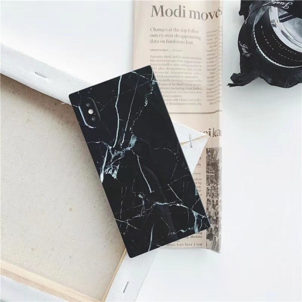 iPhone X / XS Stilig marmorskall firkantet Black