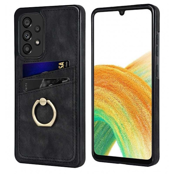 Samsung A33 5G Mobilskal med Korthållare Retro V4 Vinröd