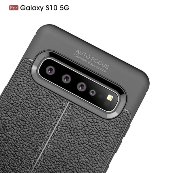 Samsung S10 Plus iskunkestävä ja iskuja vaimentava nahkatakki Black