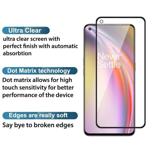 OnePlus Nord 2 5G FullFrame 0,26 mm 9H hærdet glas Transparent