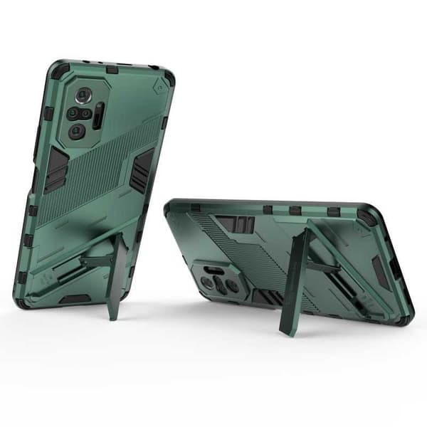 Xiaomi Redmi Note 10 Pro 4G iskunkestävä kotelo jalustalla ThinArmor V2 Svart