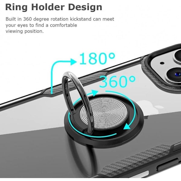 iPhone 14 Practical iskunkestävä kotelo sormustelineellä V4 Transparent