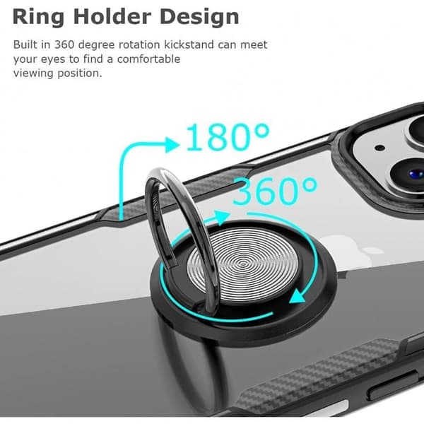 iPhone 14 Praktisk Stöttåligt Skal med Ringhållare V4 Transparent