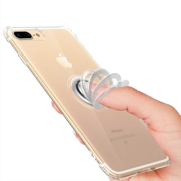 iPhone 8 Plus Iskunkestävä suojus sormustelineellä Fresh Transparent