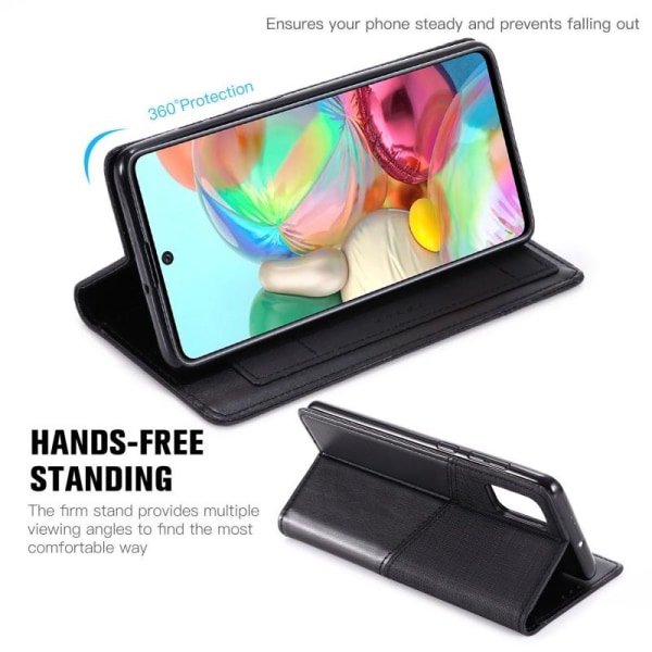 Samsung A71 tyylikäs PU-nahkakotelo RFID-estolla Black