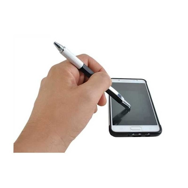 2-PACK 6in1 Kulspets Pekskärm Stylus Linjal Vattenpass Phillips skruvmejsel Svart