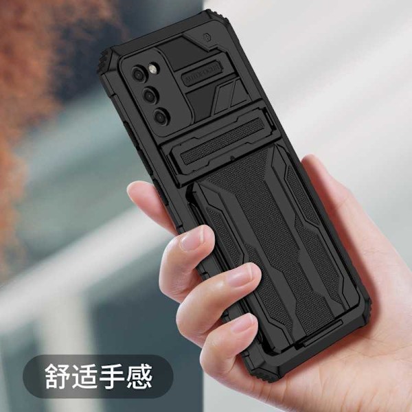 Samsung A02s Stöttåligt Skal Kickstand & Kortfack ThinArmor V3 Svart