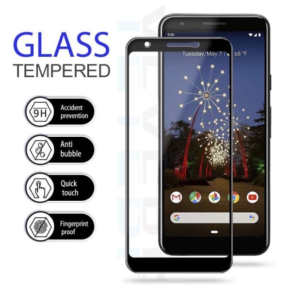 2-PACK Google Pixel 3a Tempered Glass 0,26mm 2,5D 9H Fullframe Transparent
