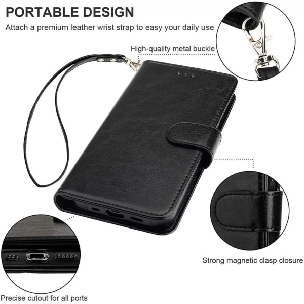 iPhone 12 Mini-lompakkokotelo PU-nahkainen 4-tasku Black