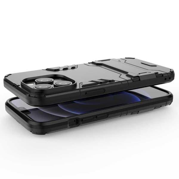 iPhone 13 Pron iskunkestävä kotelo jalustalla ThinArmor Black