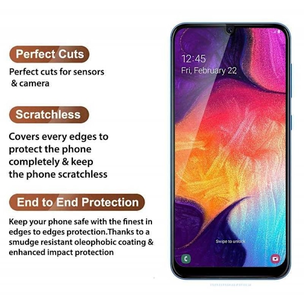 2-PACK Samsung A40 Härdat Glas 0.26mm 2.5D 9H Fullframe Transparent