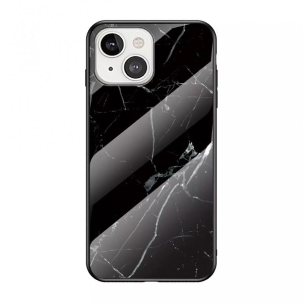 iPhone 13 Marble Shell 9H hærdet glas bagside glas bagside V2 MultiColor Svart/Vit