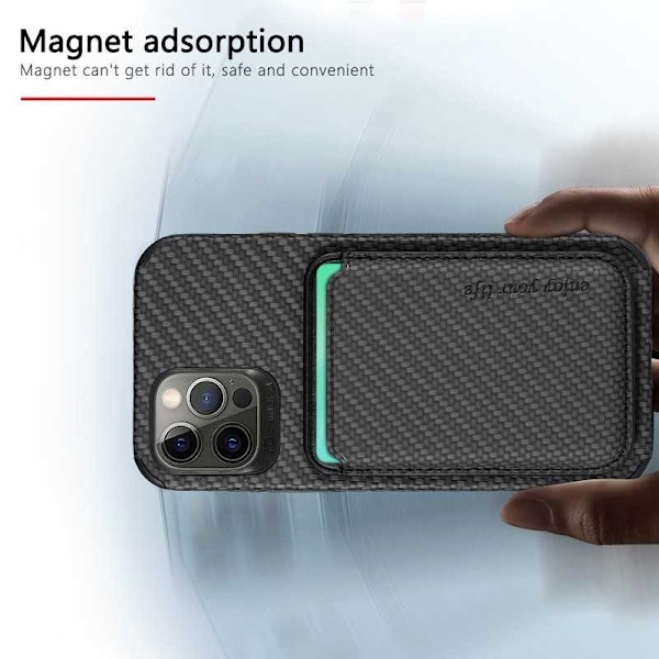 iPhone 12 Pro Max Stöttåligt skal med Magnetisk Korthållare Magsafe RFID Svart