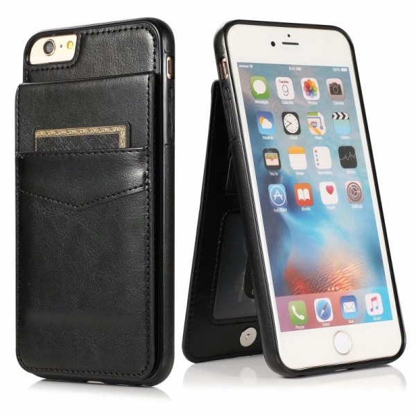 iPhone 6/6s Mobil Cover Kortholder 6-SLOT Retro V3 Black