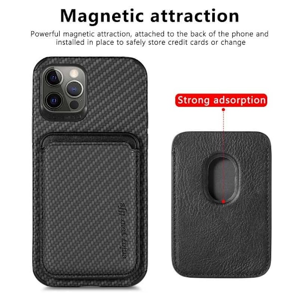 iPhone 12 Pro Max Stødsikker skal med magnetisk kortholder Magsafe RFID Black