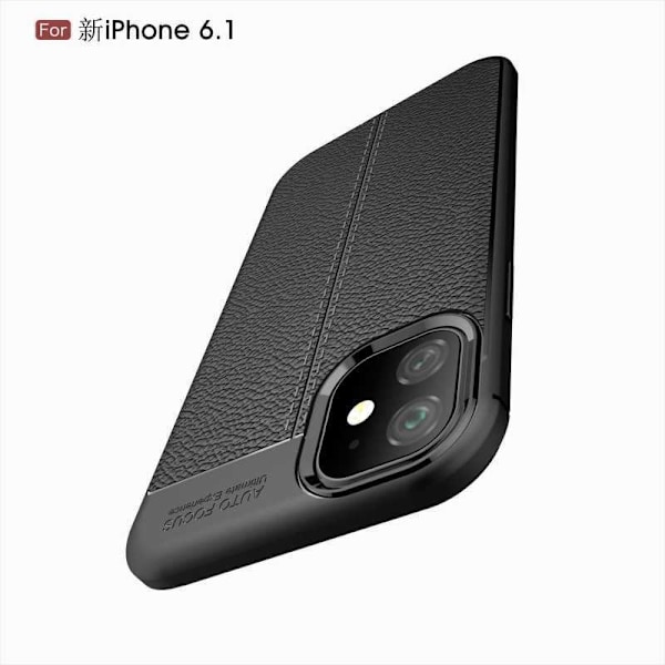 iPhone 11 Stöttåligt & Stötdämpande Skal LeatherBack Svart