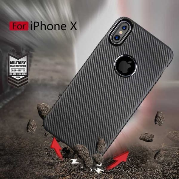 iPhone X Stöttåligt Skal FullCarbon V2 Svart