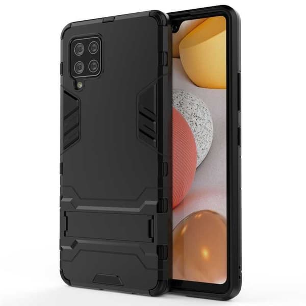Samsung A42 5G iskunkestävä kotelo jalustalla ThinArmor Black