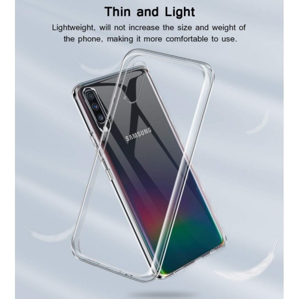 Samsung A70 iskuja vaimentava silikonikuori, yksinkertainen Transparent