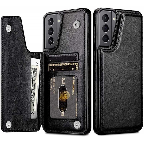 Samsung S21 Plus Shockproof Cover Card Holder 3-SLOT Flippr Black