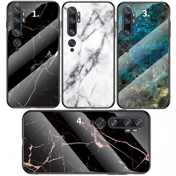 Xiaomi Mi Note 10/10 Pro Marble Shell 9H hærdet glas bagside glas bagside V2 Green Emerald Green