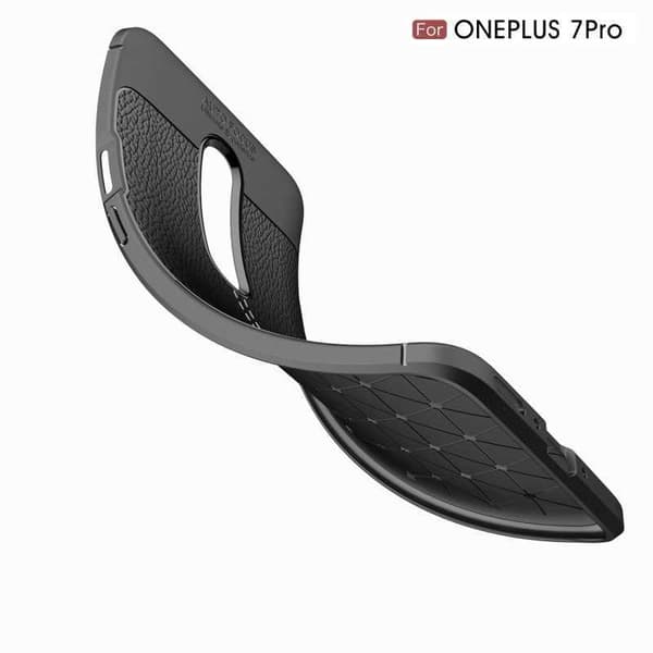 OnePlus 7 Pro Iskunkestävä ja iskunkestävä LeatherBack Black